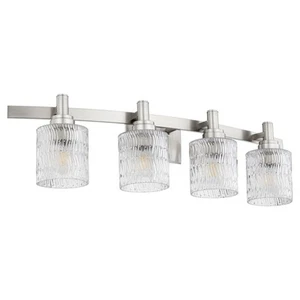 Quorum International 5184-4 Stadium 4 Light 33"W Bathroom Vanity - Nickel - Picture 1 of 10