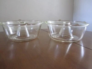 2 SARTENES VINTAGE GLASBAKE ANGEL FOOD CAKE BUNDT VIDRIO TRANSPARENTE PESADO - Imagen 1 de 8
