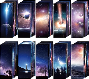 Chinco 120 Pieces Cool Space Galaxy Bookmarks Set for Kids 60 Design Kids Bookma - Picture 1 of 12