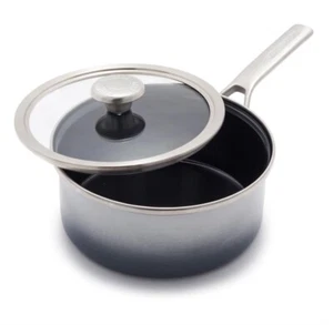 Utensilios de cocina esmaltados con núcleo de acero Merten & Storck cacerola 2,5 qt + tapa gris nube - Imagen 1 de 8