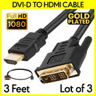 3x 3FT DVI Male to HDMI Male Adapter Cable Connector Converter Cord TV Monitor