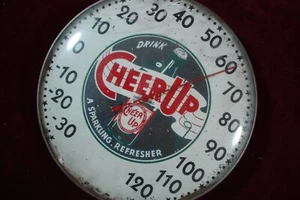 ** VINTAGE ANTIQUE DRINK CHEER UP SODA THERMOMETER SIGN ORIGINAL SURVIVOR ** - Picture 1 of 24