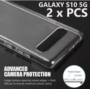 2 SAMSUNG GALAXY S10 - 5G Clear Transparent TPU Rubber Case Covers Lot of 2 NEW - Picture 1 of 5