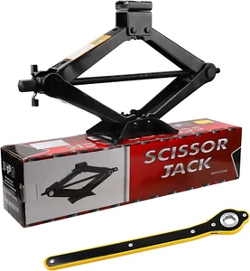 Scissor Jack 2 Tons(4,409 Lbs) Capacity with Ratchet Handle Effort Saving Just f - Picture 1 of 12