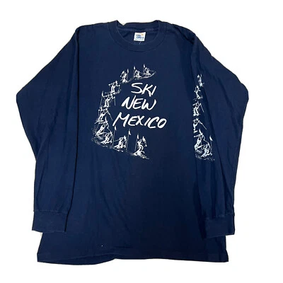 Vintage New Mexico Ski T Shirt Mens M 80s Long Sleeve Winter Graphic Tee — 第 1/4 张图片