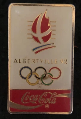 Coca Cola  Albertville 92 Winter Olympics Pin Badge Vintage Authentic  - Image 1 of 2