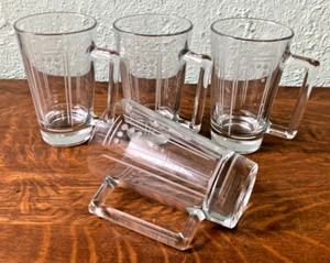 Vintage Crystal Glass Princess House Aston Beer Mugs Art Deco Etch Dot Set of 4 - Picture 1 of 9