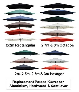 Replacement Fabric Parasol Garden Canopy 2m 2.5m 2.7m 3m 3x2m Cover 6 or 8 Arm - Picture 1 of 560