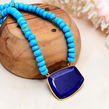 turquoise Beaded necklace,lapis lazuli necklace,925 silver, silver Necklace