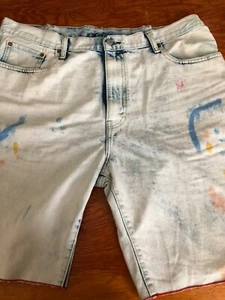 Levi's 569 Loose Straight Paint Splatter Denim Shorts-38 waist unhemmed - Picture 1 of 6