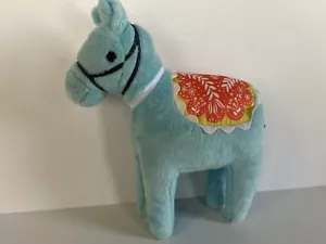 Peluche Manhattan Toy Co. Dala Horse Aqua blu chiaro alto 10" Ric Rac ottime condizioni - Foto 1 di 8