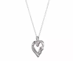 Sterling Silber und Diamant "Unendliche Liebe" Herz Anhänger Halskette 18" - Bild 1 von 5