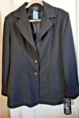 NUEVO CON ETIQUETAS Alanni by DONNYBROOK Chaqueta Abrigo Negro Ligero Mujer Talla 14 HECHO EN UCRANIA Foto 1 de 4