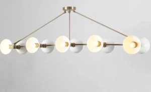 Iconic Brass Lamp Italian Ten Shade Brass Sputnik Chandelier Light Fixture - Picture 1 of 3