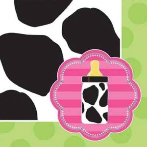 Baby Cow Print Girl Animal Moo La La Baby Shower Party Paper Beverage Napkins - Picture 1 of 1