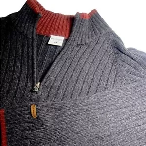 Columbia Mens 1/4 Zip 100% Cotton XL Charcoal Black Gray Burgundy Trim - Foto 1 di 4