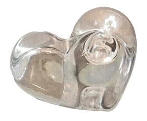 Vintage Crystal Heart Glass Paperweight Hole for Flower or Candle   CK0497 - Picture 1 of 6