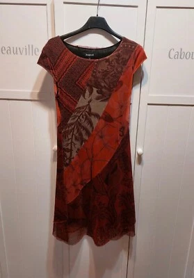 Abito Desigual in ottime condizioni, in toulle rosso e marrone, Tg XS - Immagine 1 di 4