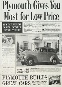1939 Plymouth Car Vintage Ad Gives you most for low price - Picture 1 of 1