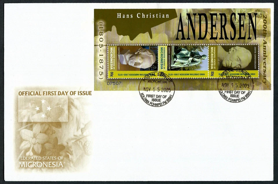 MICRONESIA, SCOTT # 665, FDC COVER - HANS CHRISTIAN ANDERSEN, AUTHOR 2005 - Image 1 of 1