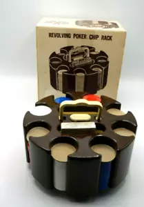 200 chip da poker carte da gioco e rack chip rovolving poker notte vintage - Foto 1 di 5