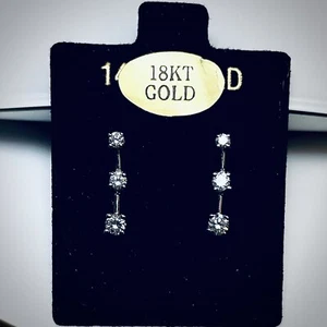 $1049 18k White Gold New Certified 3 diamond Earrings with Appraisal $2850. - Picture 1 of 4