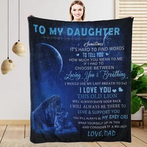to My Daughter Blanket from Dad Daughter Gift Lion Father Throw Blanket Gift ... - Picture 1 of 8