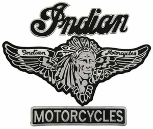 Indian Chief Skull Wings Biker MC JACKE WESTE RÜCKEN PATCH -3TLG SET BÜGELBILD NÄHEN - Bild 1 von 1