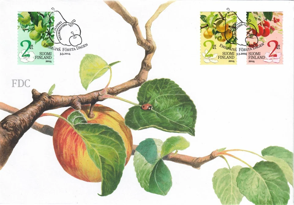 Apple Cherry Trees Garden Fruits Clean Nature Finland Mint FDC 2014 - Image 1 of 1