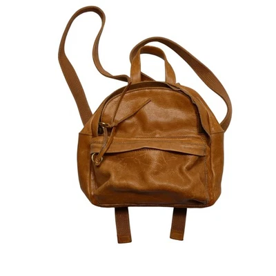 Mini mochila de cuero Madewell para mujer marrón tostado con cremallera bolsillo frontal ajustable Foto 1 de 4