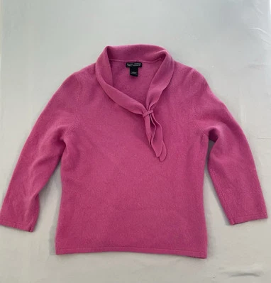 Suéter de cachemir Daniel Bishop para mujer talla grande rosa manga 3/4 con defectos Foto 1 de 4