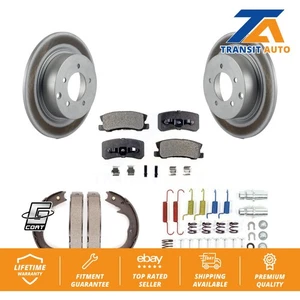 Rear Disc Coated Rotors Ceramic Pads Parking Brake Shoes And Hardware Kit For - Picture 1 of 12