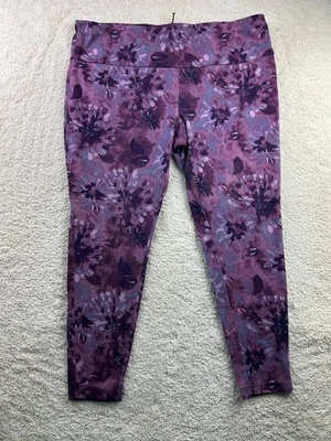 terra & sky Women's Leggings Purple Floral 2X Stretch Cotton Blend - Image 1 of 4