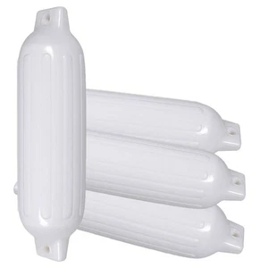 4 Ribbed Marine 6.5" X 23" Boat Fender Vinyl Bumper Dock Shield Protection White - Picture 1 of 4