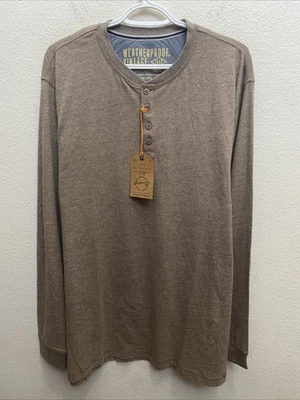 Camiseta Henley de manga larga marrón topo 2XL resistente a la intemperie vintage para hombre nueva con etiquetas $44 Foto 1 de 4