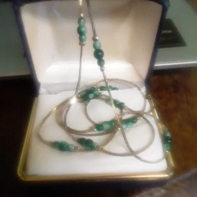 CADENA PORTA GAFAS TRISHA WALDRON MALAQUITA Y PLATA LÍQUIDA 27" Foto 1 de 4