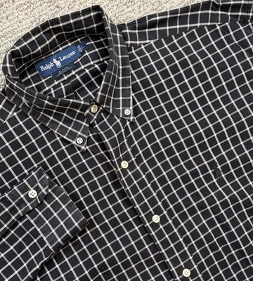 Camisa de vestir Polo Ralph Lauren negra a cuadros para hombre talla grande Foto 1 de 4