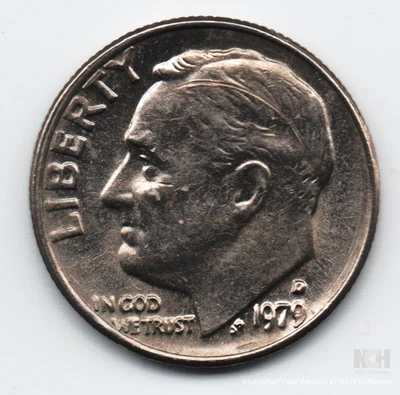 1979 D Dime, Errors: DDO/DDR, Filled/Damaged D Mint Mark - Image 1 of 4