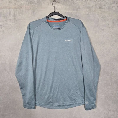 Simms Solarflex Shirt Men M Gray UPF 50 Fish scale pattern Long Sleeve - Image 1 of 4