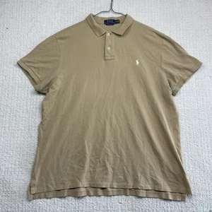 $110 Polo Ralph Lauren Cafe Tan Custom Slim Fit Iconic Mesh Polo Shirt Mens 2XL - Imagen 1 de 13