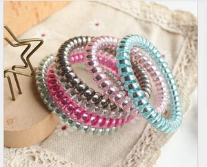 20 X Colorful Elastic Telephone Wire Cord Head Ties Hair Band Rope Ponytail USA - Picture 1 of 1