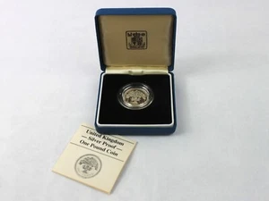 1987 United Kingdom Silver Proof One Pound Coin OGP COA - Picture 1 of 9