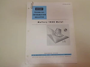 Mallory 1000 Metal Technical Information Bulletin 1959 Catalog Brochure - Picture 1 of 1