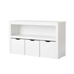 Kids Toy Storage Cabinet with Three Rolling Bins, White Finish - Picture 1 of 10