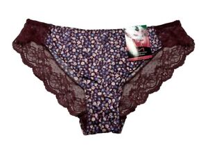 NWT Maidenform invisible Comfort Lace Tanga Panties Size L/7 Red Cola Charm