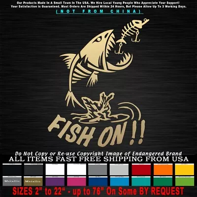 Fishing Fish On Vertical Look Right bone skeleton angry boat Sticker Decal - Image 1 of 4