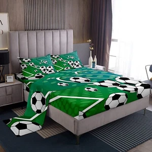 Football Sheet Set Sports Theme Bedding Set for Kids Teens Football Field Bed... - Picture 1 of 7