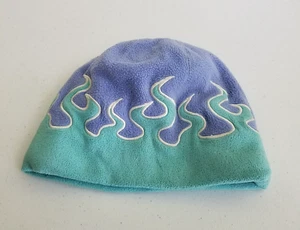 LL Bean Kids Flames Fire Fleece Beanie Winter Hat Girls S Periwinkle Mint Green - Picture 1 of 4