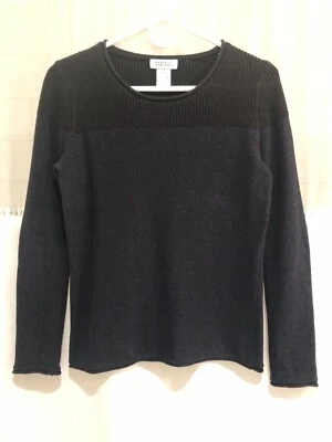 BEAUTIFUL BARNEYS NEW YORK BLACK AND NAVY BLUE COTTON BLEND SWEATER SZ S - Image 1 of 4