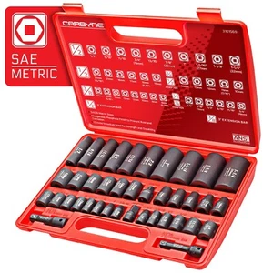 CARBYNE 40 Piece Impact Socket Set, SAE & Metric, Standard and Deep Sockets, ... - Picture 1 of 7